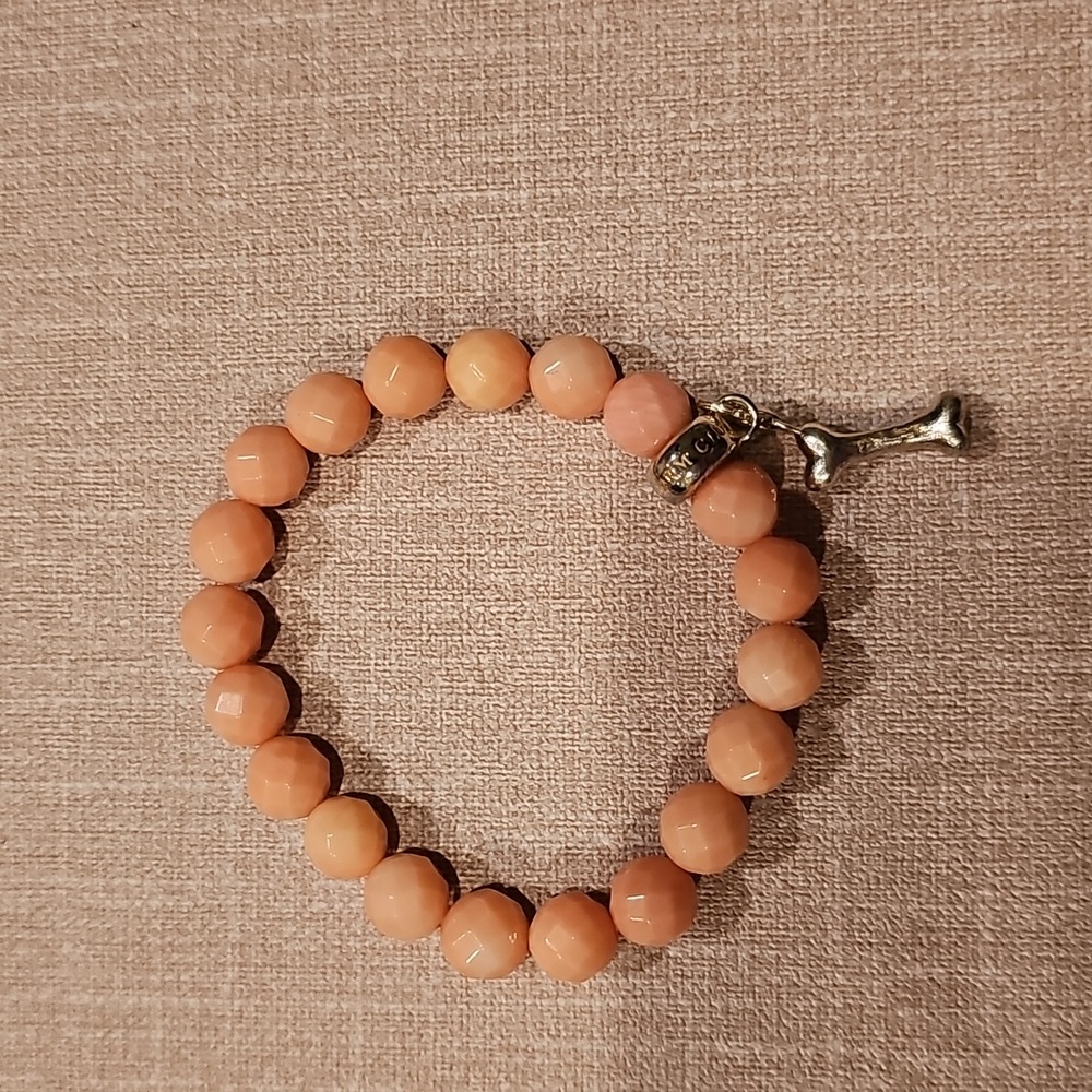 THOMAS SABO BEADED PINK BRACELET WITH STERLING SILVER DOG BONE CHARM